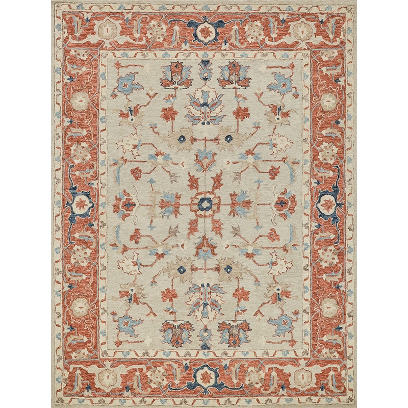 Richmond Serapi Hand-Tufted New Zealand Wool Beige/Rust 6'x9' Area Rug