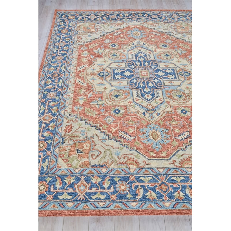 Richmond Serapi Hand-Tufted New Zealand Wool Red/Blue 10'x14' Area Rug