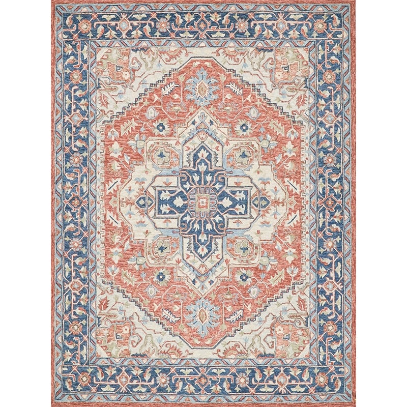Richmond Serapi Hand-Tufted New Zealand Wool Red/Blue 10'x14' Area Rug