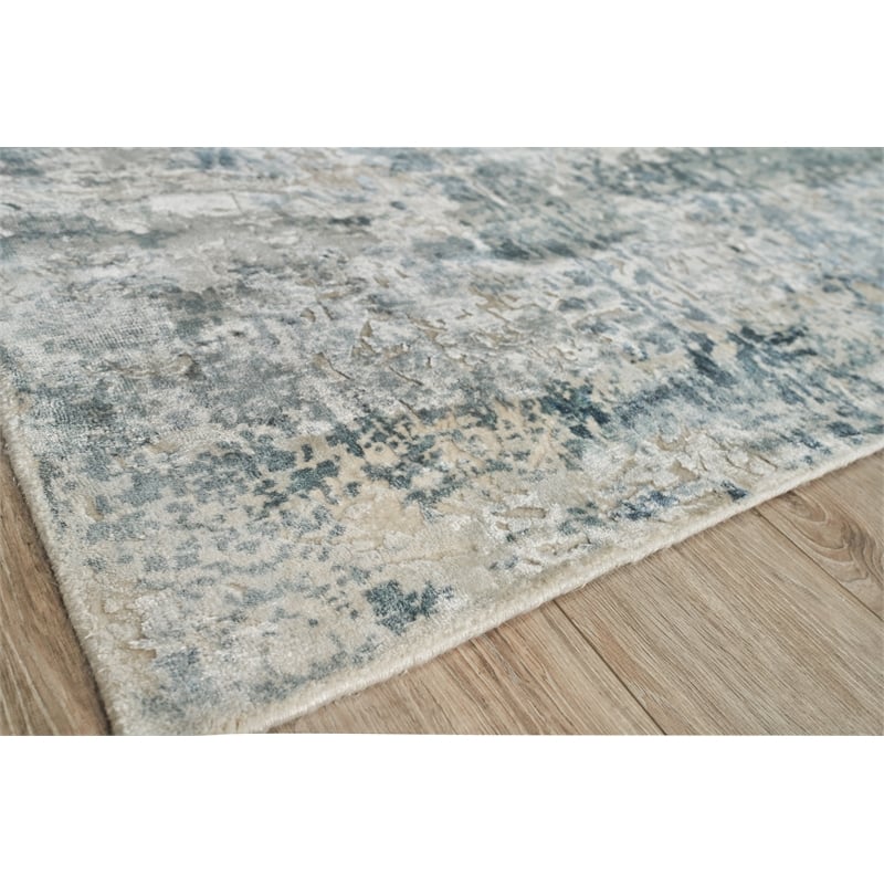 Roset Handloomed Bamboo Silk Blue 10'x14' Area Rug