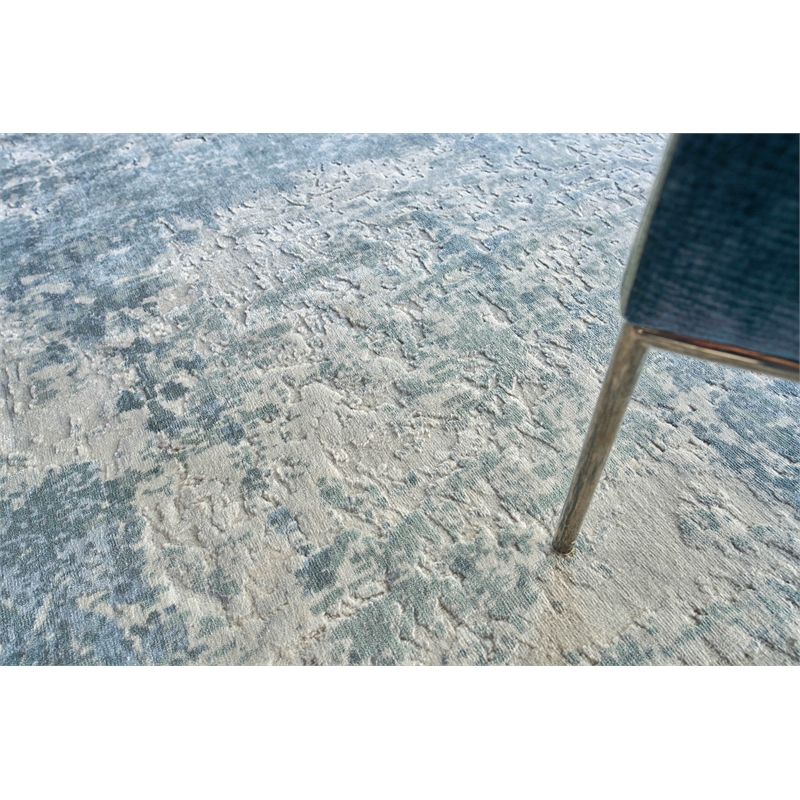 Roset Handloomed Bamboo Silk Blue 10'x14' Area Rug
