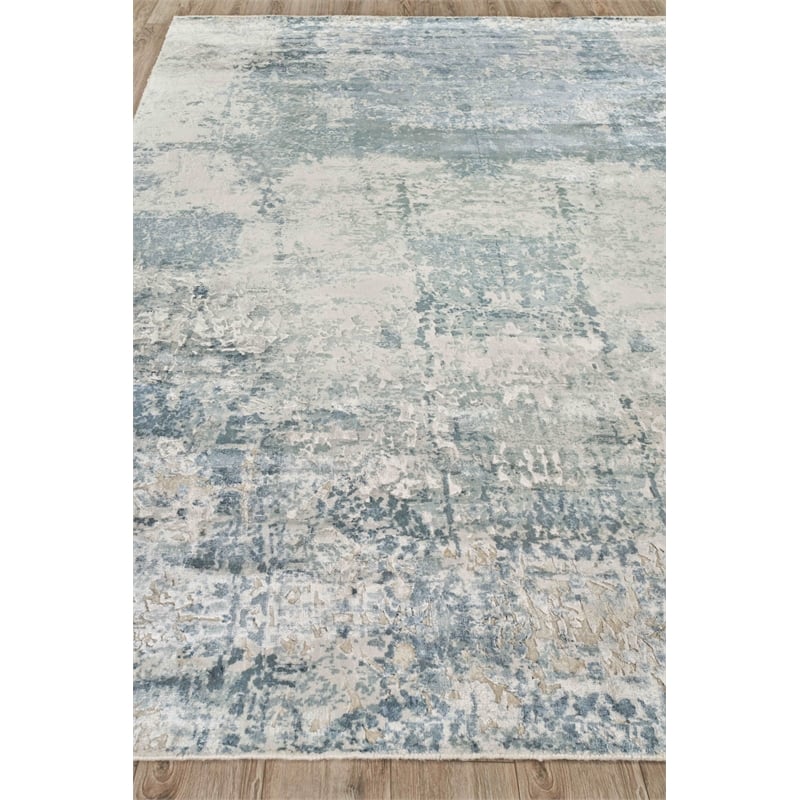 Roset Handloomed Bamboo Silk Blue 12'x15' Area Rug