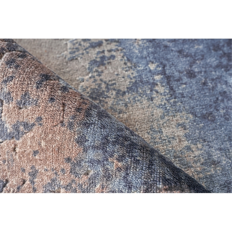 Roset Handloomed Bamboo Silk Silver/Blue 6'x9' Area Rug