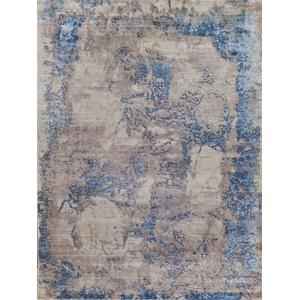 Roset Handloomed Bamboo Silk Silver/Blue 6'x9' Area Rug