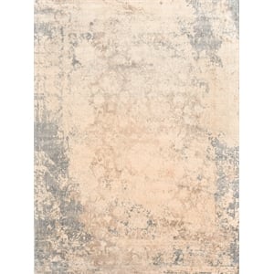 Roset Handloomed Bamboo Silk Beige/Blue/Silver 9'x12' Area Rug