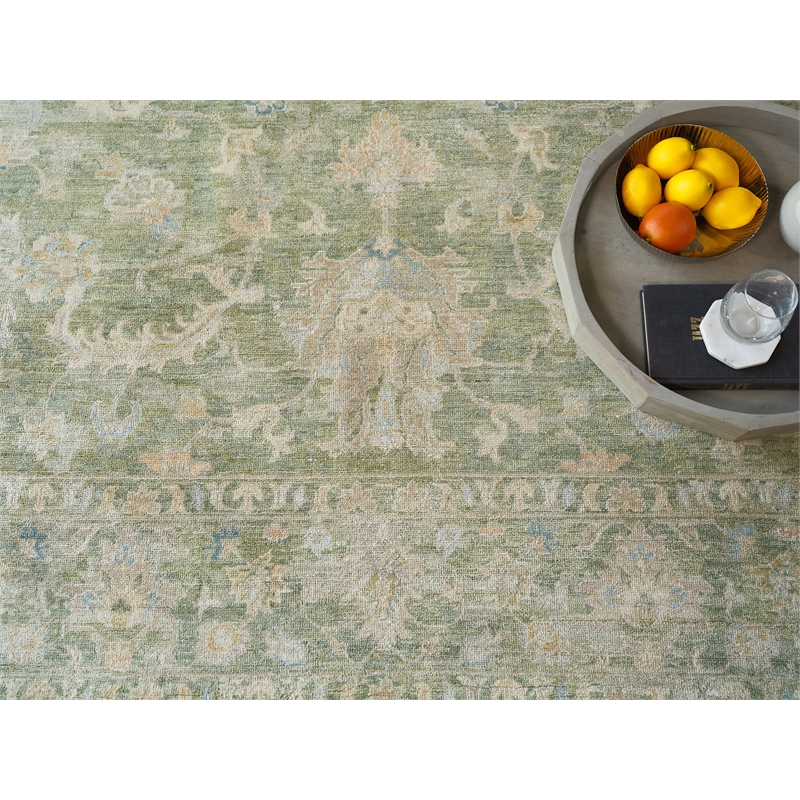 Santorini Hand-Knotted Wool/Silk Green 8'x10' Area Rug
