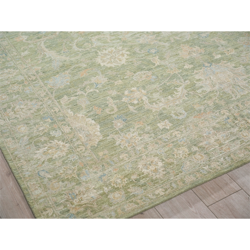 Santorini Hand-Knotted Wool/Silk Green 9'x12' Area Rug