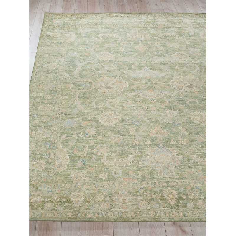 Santorini Hand-Knotted Wool/Silk Green 9'x12' Area Rug
