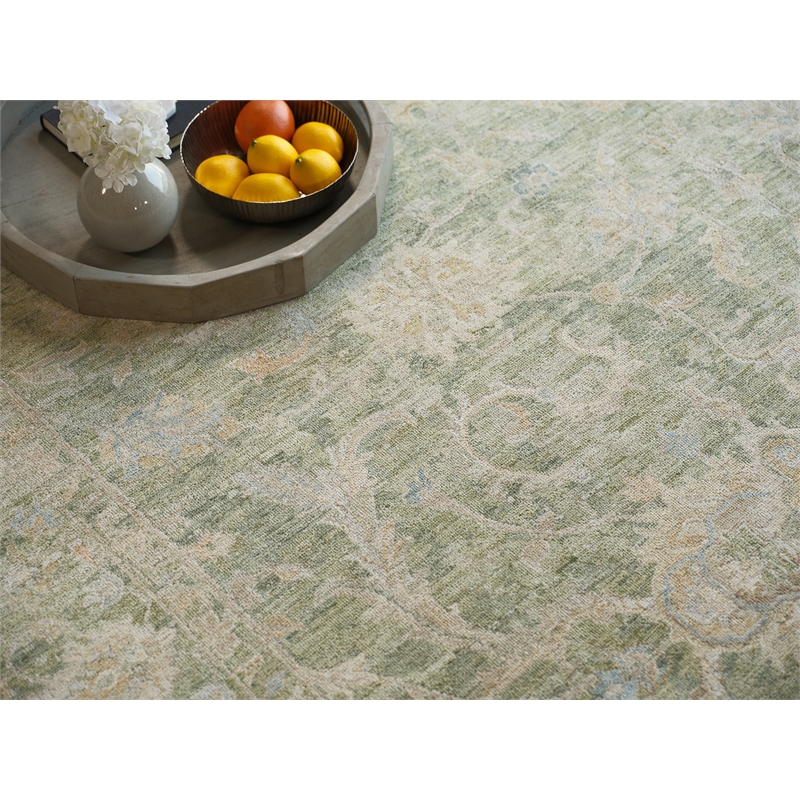 Santorini Hand-Knotted Wool/Silk Green 9'x12' Area Rug