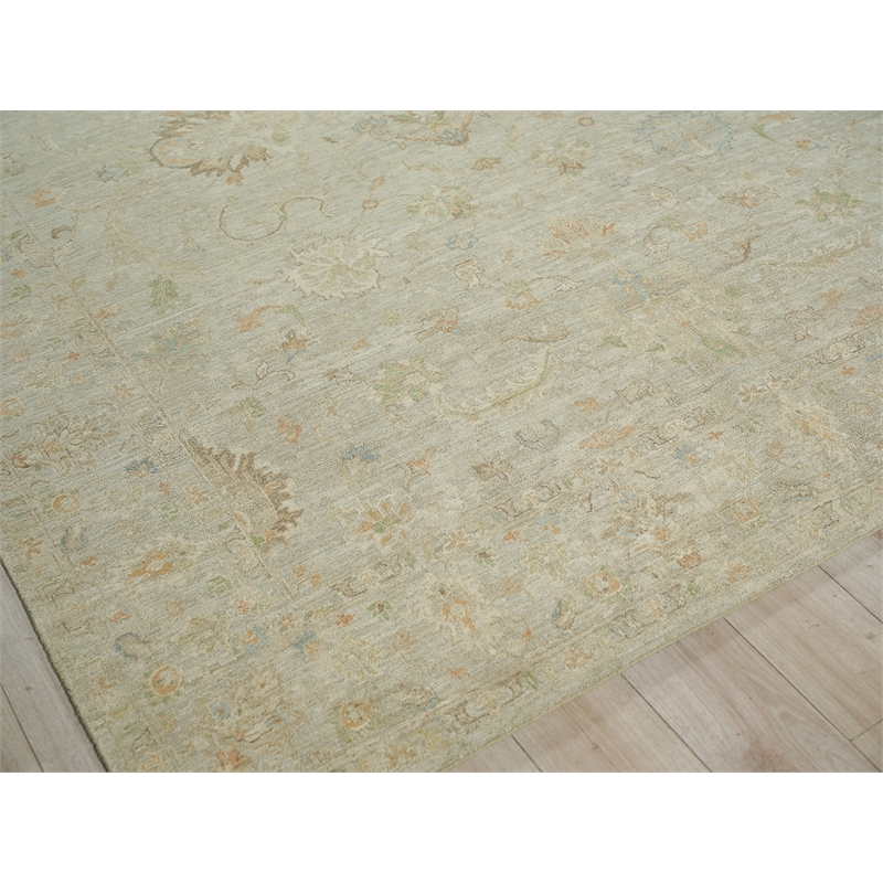 Santorini Hand-Knotted Wool/Silk Light Silver 9'x12' Area Rug