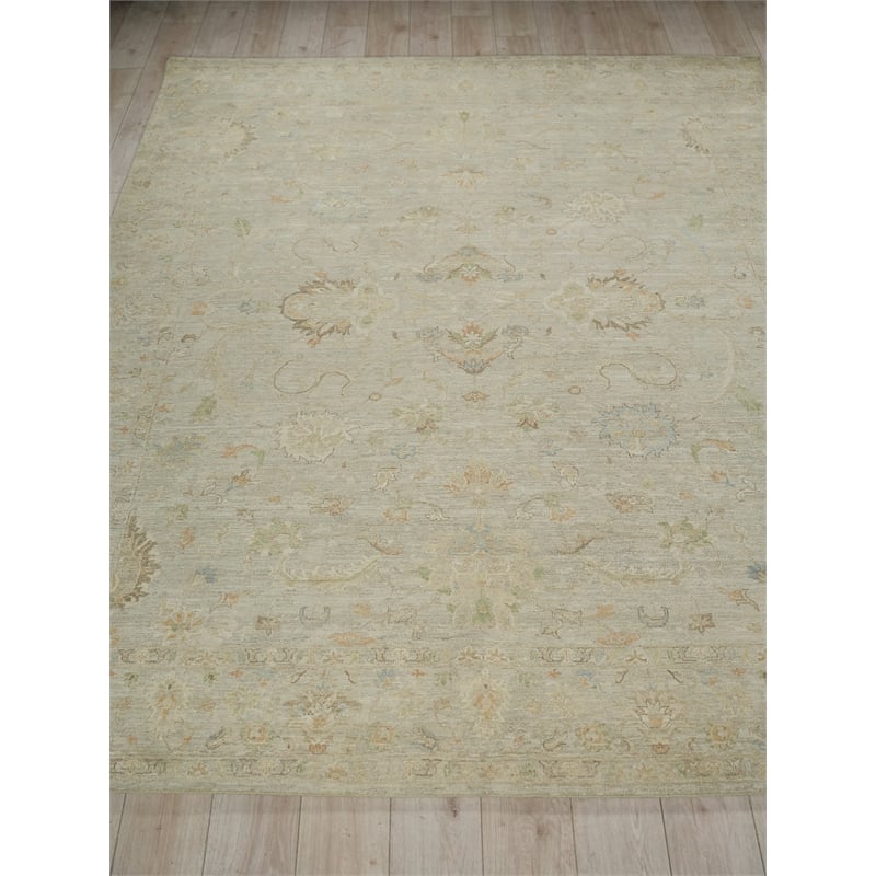 Santorini Hand-Knotted Wool/Silk Light Silver 9'x12' Area Rug