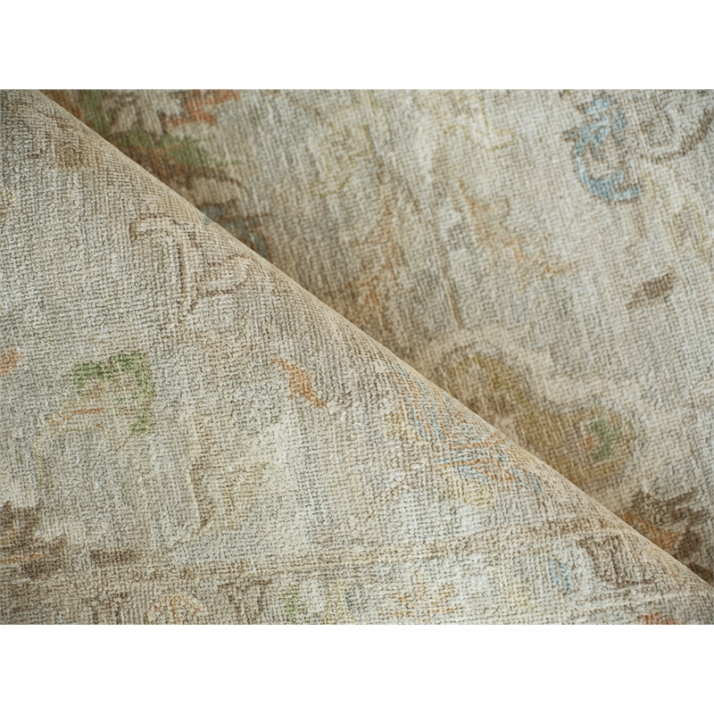 Santorini Hand-Knotted Wool/Silk Light Silver 9'x12' Area Rug