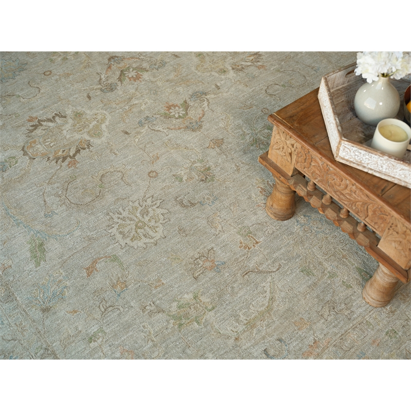 Santorini Hand-Knotted Wool/Silk Light Silver 9'x12' Area Rug