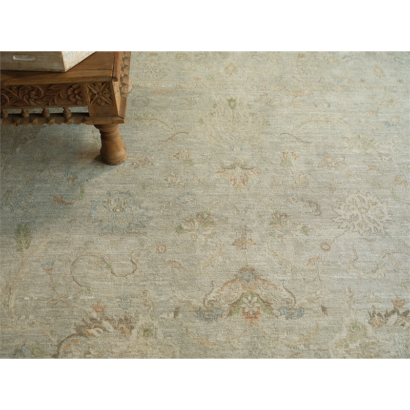 Santorini Hand-Knotted Wool/Silk Light Silver 9'x12' Area Rug