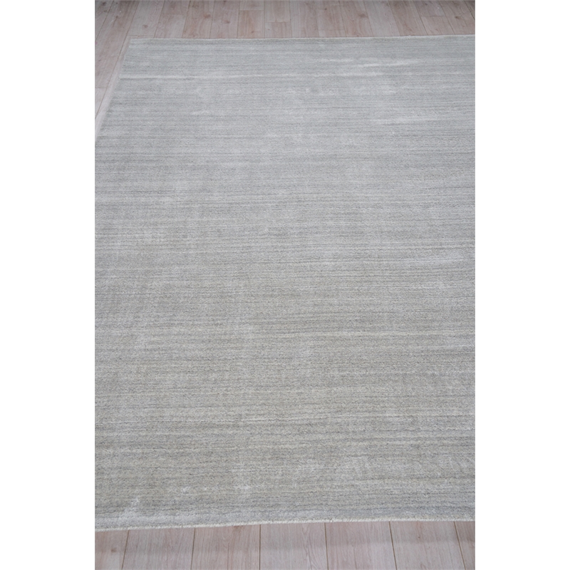 Sanctuary Handloomed Bamboo Silk/Wool Light Silver 2'x3' Area Rug