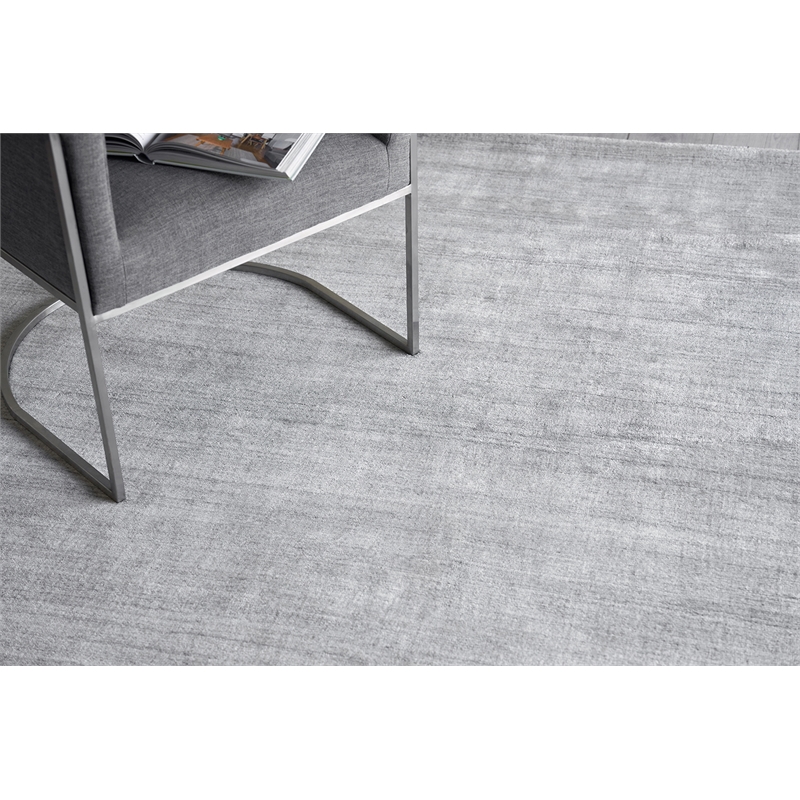 Sanctuary Handloomed Bamboo Silk/Wool Light Silver 2'x3' Area Rug
