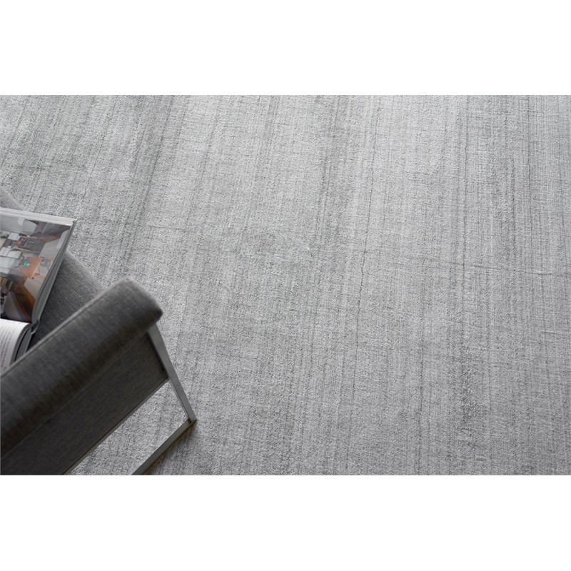 Sanctuary Handloomed Bamboo Silk/Wool Light Silver 6'x9' Area Rug