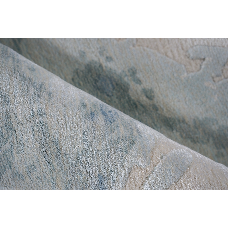 Saccara Handloomed Wool/Bamboo Silk Blue 8'x10' Area Rug