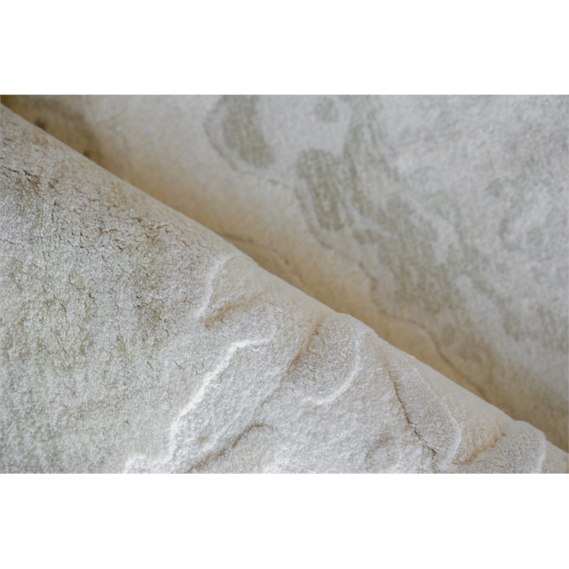 Saccara Handloomed Wool/Bamboo Silk Beige 10'x14' Area Rug