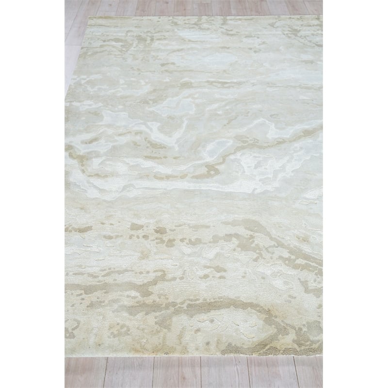 Saccara Handloomed Wool/Bamboo Silk Beige 12'x15' Area Rug