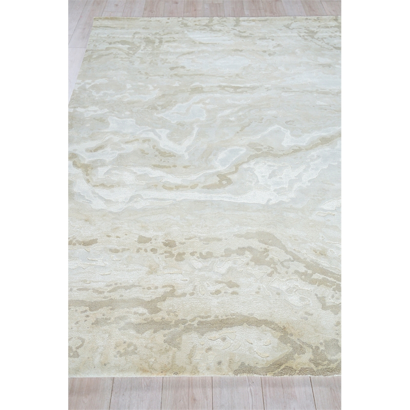 Saccara Handloomed Wool/Bamboo Silk Beige 6'x9' Area Rug