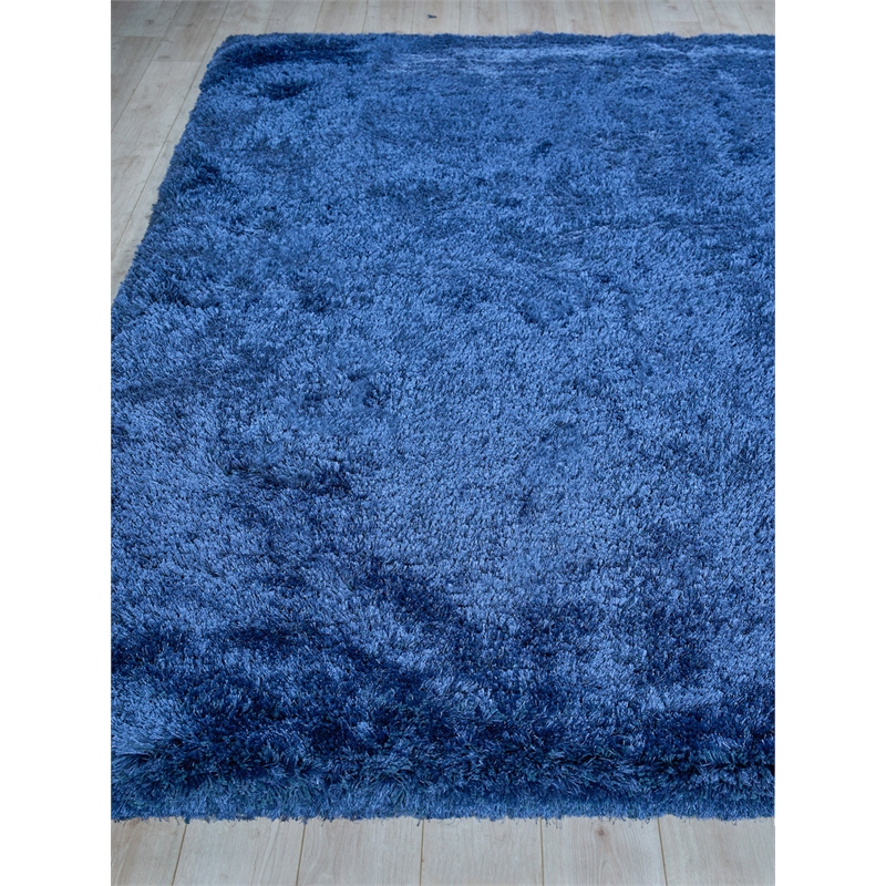 Sumo Shag Handloomed Polyester/Microfiber Navy 8'x11' Area Rug