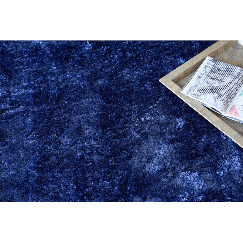 Sumo Shag Handloomed Polyester/Microfiber Navy 8'x11' Area Rug