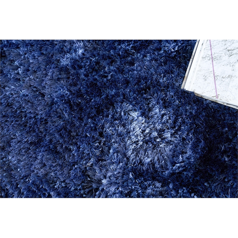 Sumo Shag Handloomed Polyester/Microfiber Navy 8'x11' Area Rug