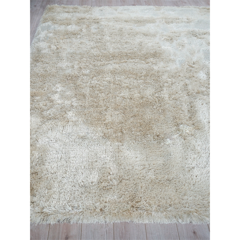 Sumo Shag Handloomed Polyester/Microfiber Ivory 9'x12' Area Rug