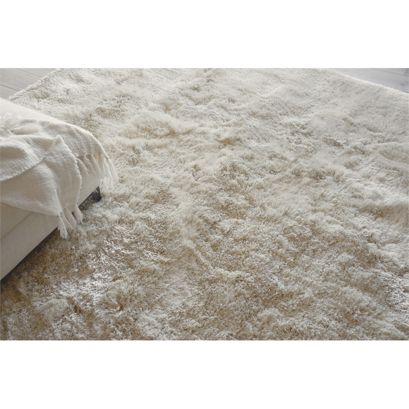 Sumo Shag Handloomed Polyester/Microfiber Ivory 9'x12' Area Rug