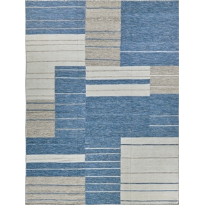 Scandinavian Handloomed New Zealand Wool Blue/Ivory 4'3&quotx6' Area Rug