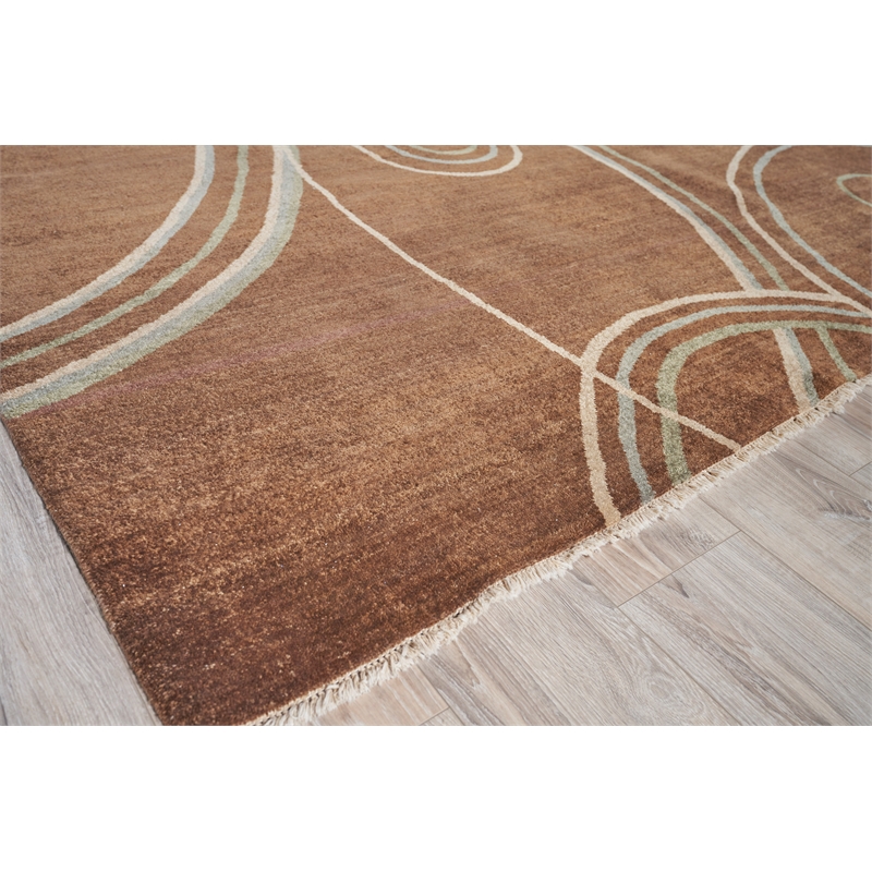 Soho Hand-Knotted New Zealand Wool Brown 9'x10' Area Rug