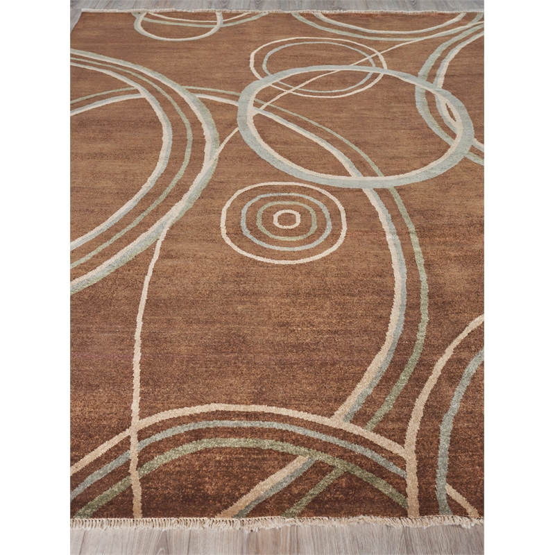 Soho Hand-Knotted New Zealand Wool Brown 9'x10' Area Rug