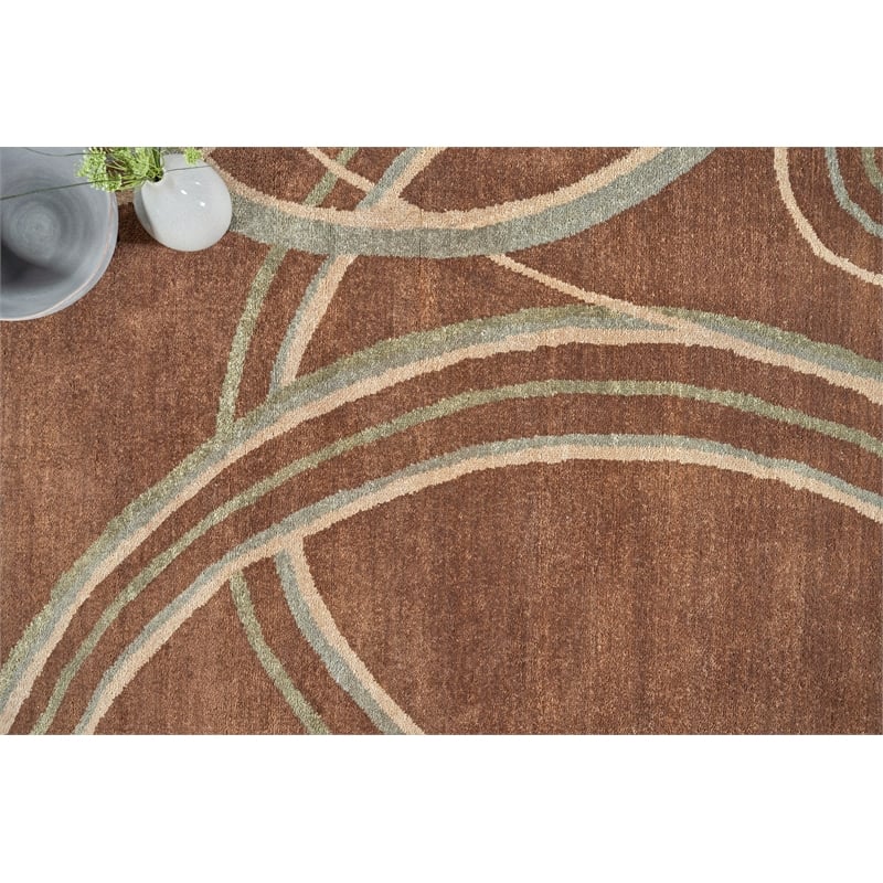 Soho Hand-Knotted New Zealand Wool Brown 9'x10' Area Rug