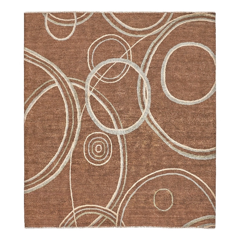 Soho Hand-Knotted New Zealand Wool Brown 9'x10' Area Rug