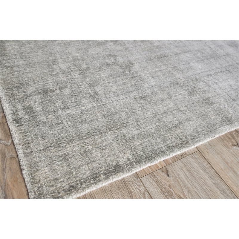 Stone Wash Gazni Handloomed Wool/Bamboo Silk Gray/Taupe 12'x15' Area Rug