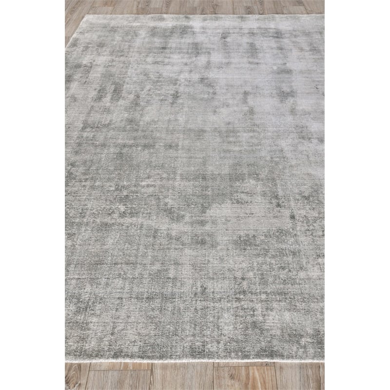 Stone Wash Gazni Handloomed Wool/Bamboo Silk Gray/Taupe 12'x15' Area Rug