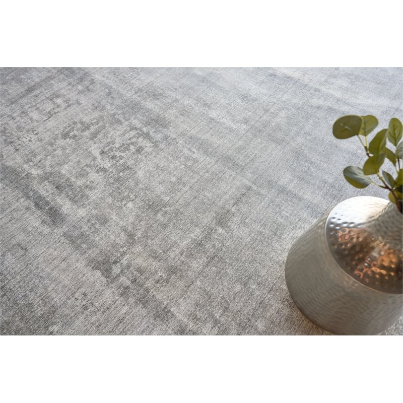 Stone Wash Gazni Handloomed Wool/Bamboo Silk Gray/Taupe 12'x15' Area Rug