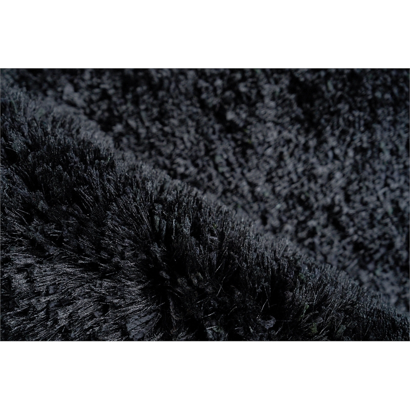 Sumo Shag Handloomed Polyester/Microfiber Black 2'x3' Area Rug