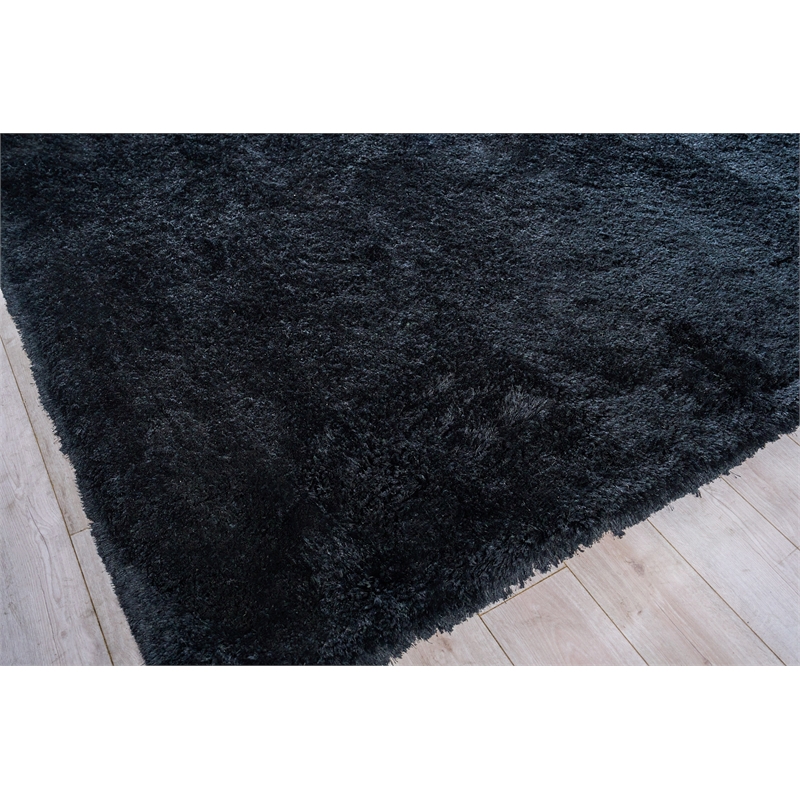 Sumo Shag Handloomed Polyester/Microfiber Black 8'x10' Area Rug