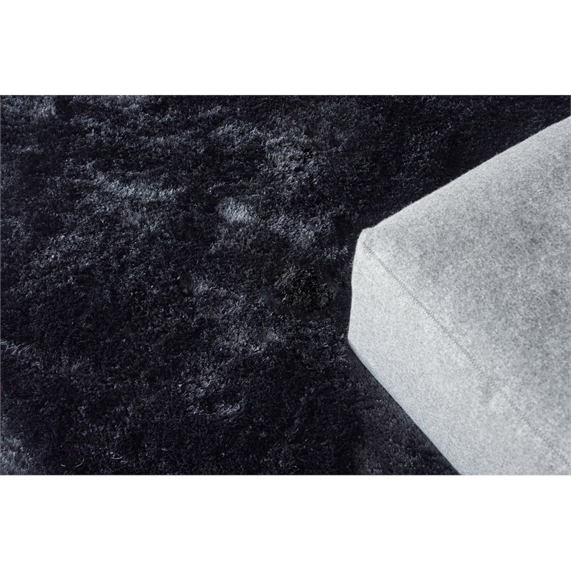 Sumo Shag Handloomed Polyester/Microfiber Black 8'x10' Area Rug