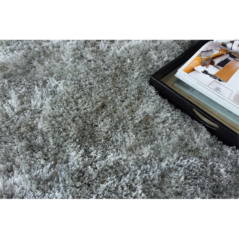 Sumo Shag Handloomed Polyester/Microfiber Gray 2'x3' Area Rug