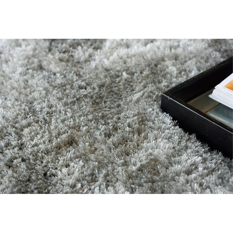 Sumo Shag Handloomed Polyester/Microfiber Gray 2'x3' Area Rug