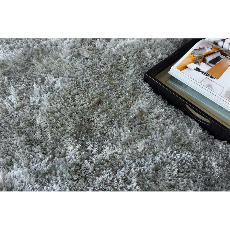 Sumo Shag Handloomed Polyester/Microfiber Gray 6'x9' Area Rug