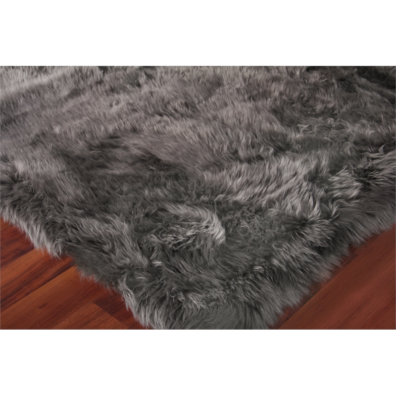 Sheepskin Hand-Tufted New Zealand Sheepskin Dark Gray 13'6