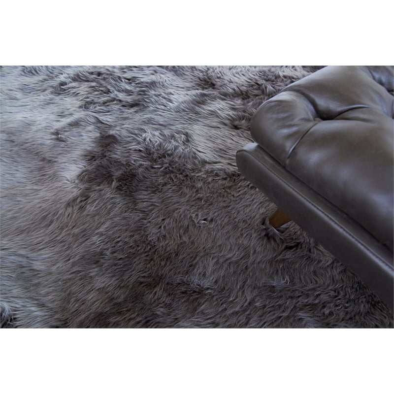 Sheepskin Hand-Tufted New Zealand Sheepskin Dark Gray 13'6