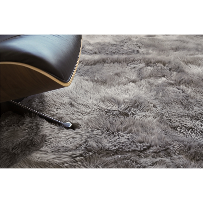 Sheepskin Hand-Tufted New Zealand Sheepskin Gray 11'6