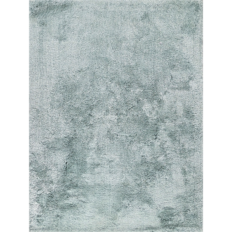 Sumo Shag Handloomed Polyester/Microfiber Light Blue 2'x3' Area Rug