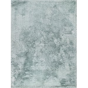 Sumo Shag Handloomed Polyester/Microfiber Light Blue 2'x3' Area Rug