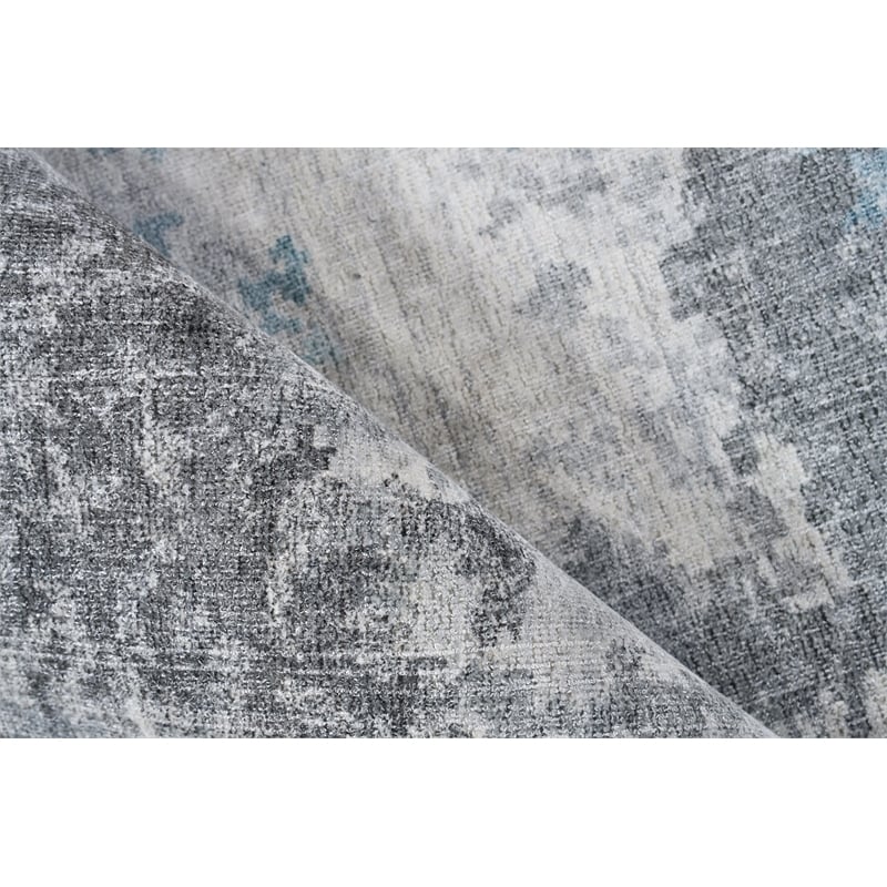 Sky Handloomed Wool/Bamboo Silk Gray/Blue 10'x14' Area Rug